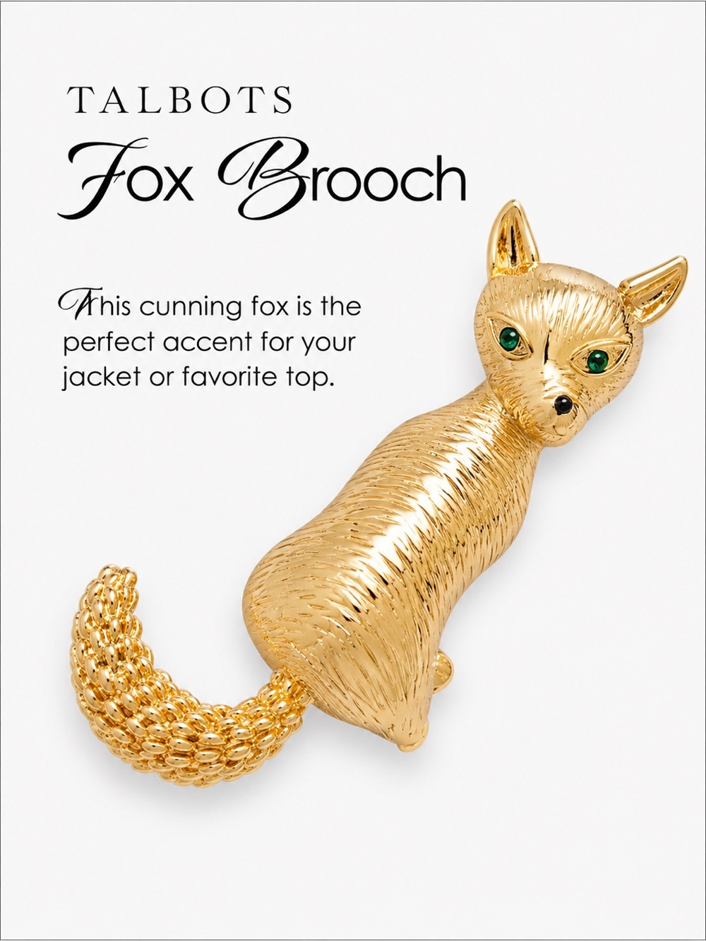 Talbots Elegant Gold Fox Brooch